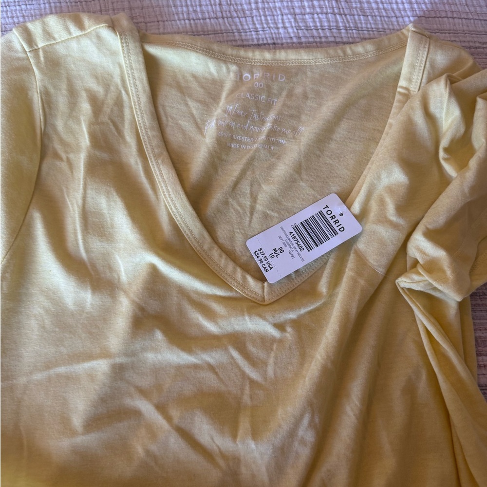 Torrid Pale Yellow V-Neck Tee